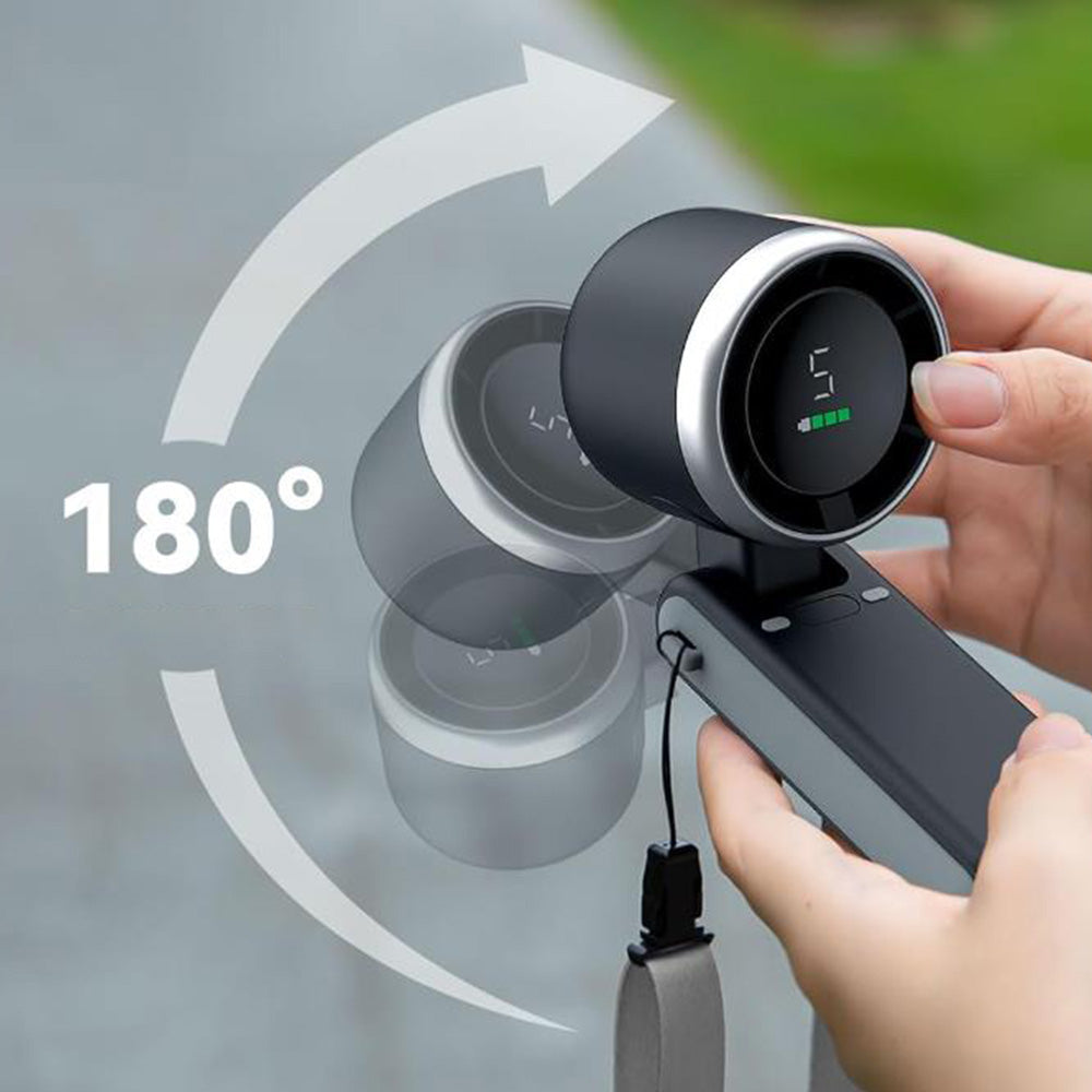 3-in-1 Rechargeable Mini Turbo Fan Portable 5-Gear Wind Handheld Cooling Fan for Outdoor Activities Travel Working Black