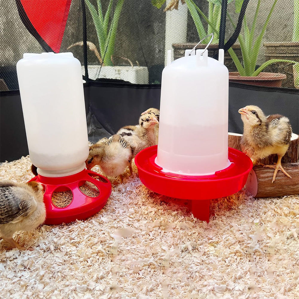 1L Chick Food Feeder and 1.5L Chicken Water Feeder Kit for Chick Aviaries