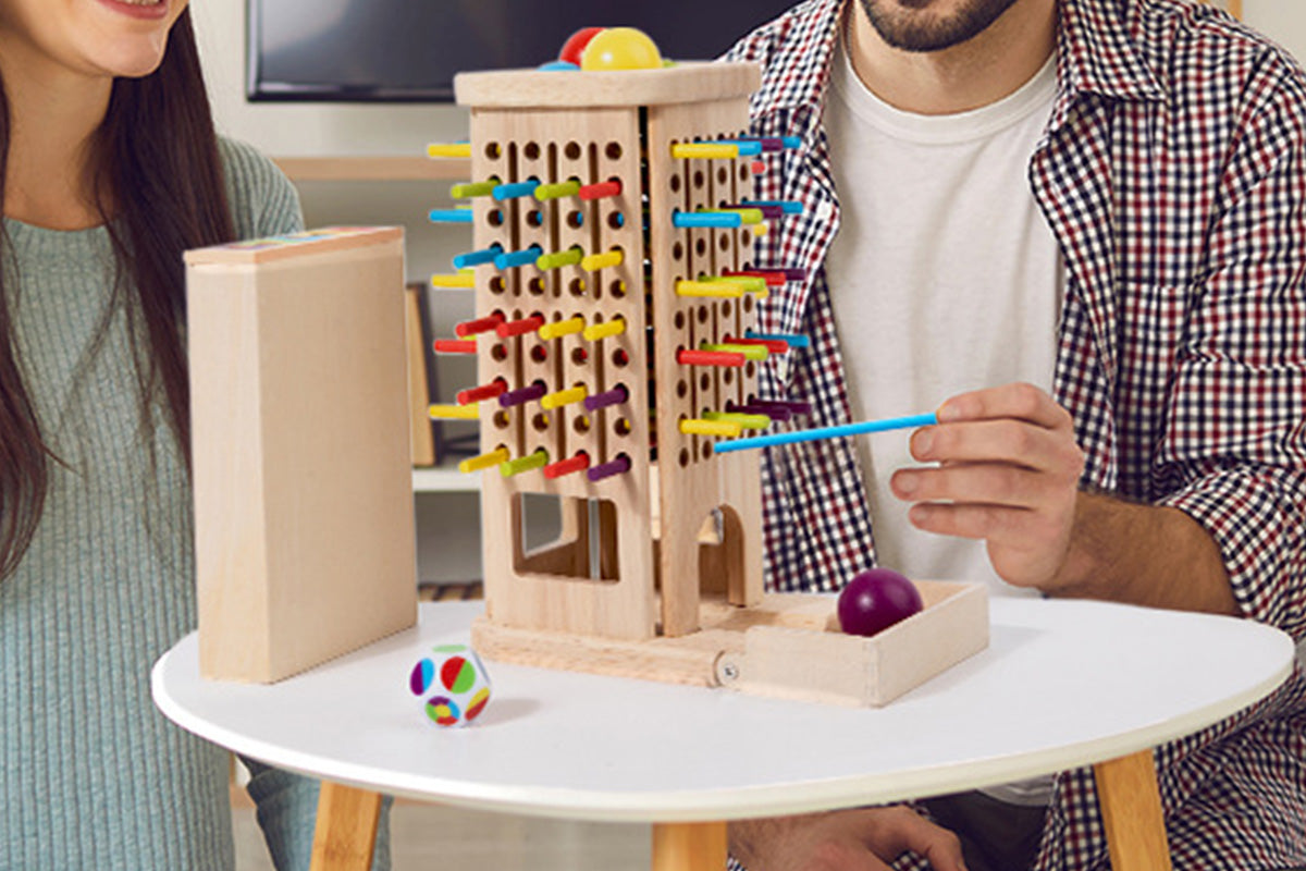 Wooden Tower 3-in-1 Stick Pulling and Balance Board Game for Little Ones and Family