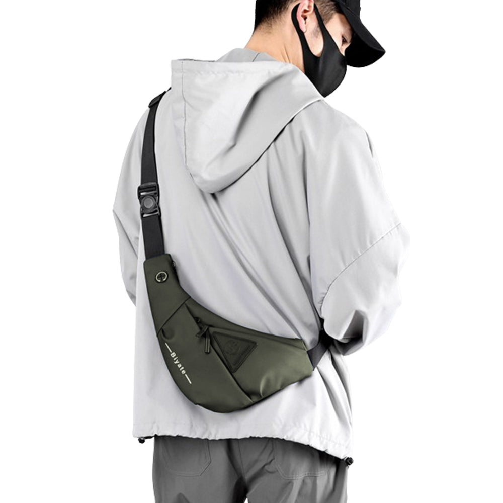Men's Small Sling Crossbody Bag Anti-Theft Chest Bag Casual Hiking Cycling Slim Shoulder Pack Green