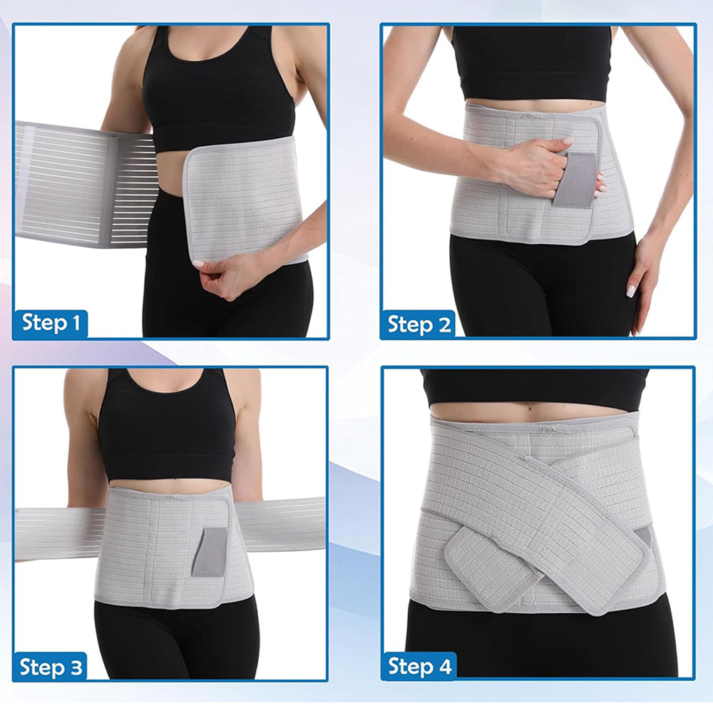 Bamboo Charcoal Fiber Belly Band Postpartum Abdominal Binder for Women-Grey