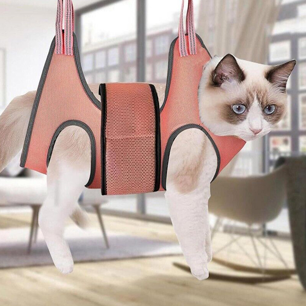 Small Pet Grooming Hammock Dog Cat Hanging Sling for Bathing Trimming Nailcare Orange