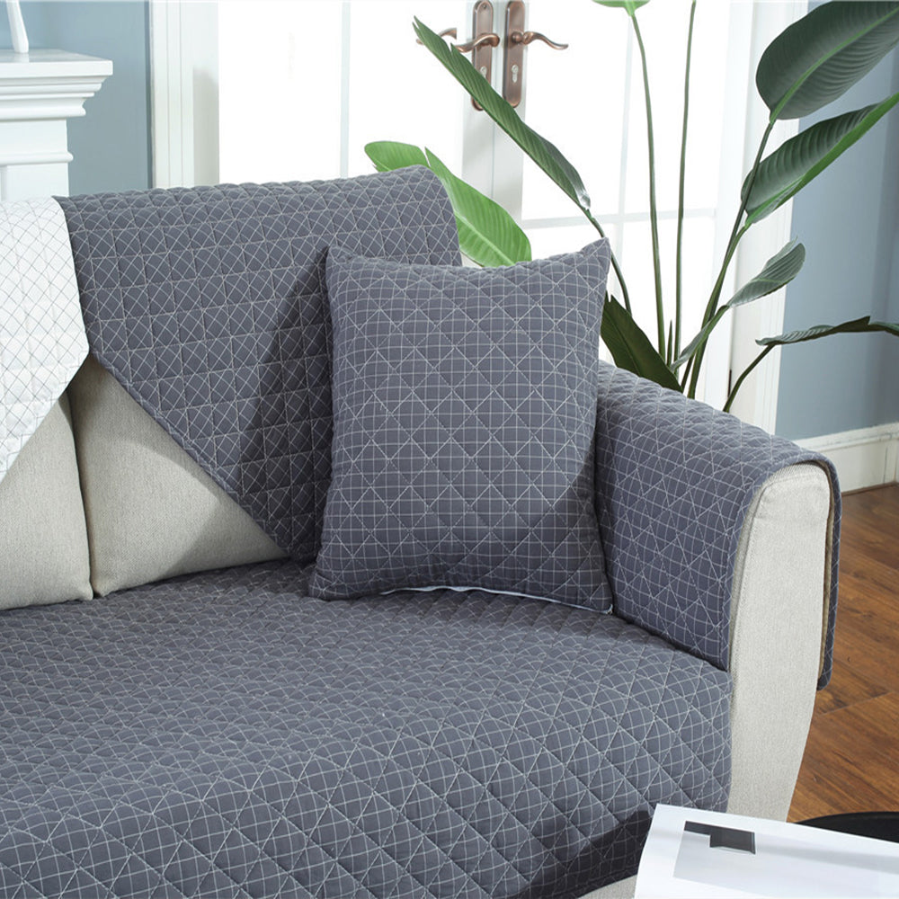 Soft Couch Cover Washable Furniture Protector for Dogs Non-Slip Sofa Slipcover -Grey