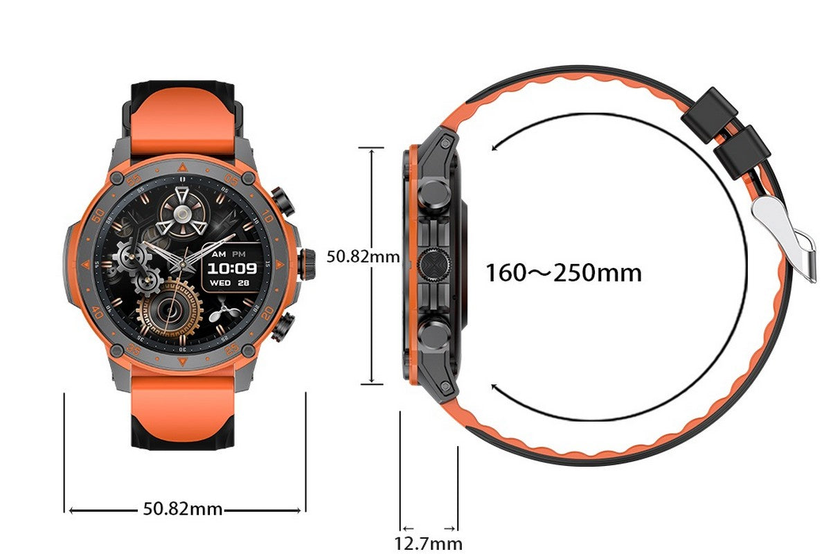 Smart Watch 1.43-Inch Fitness Watch with 24H Heart Rate Blood Pressure Blood Oxygen Female Physiological Flashlight Activity Tracker-Orange