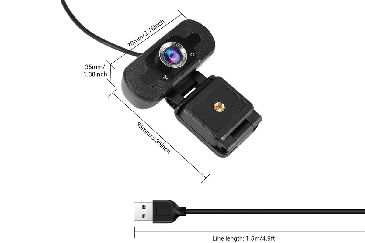 1080P HD Webcam with Microphone Privacy Cover USB Webcam for Zoom Skype Teams