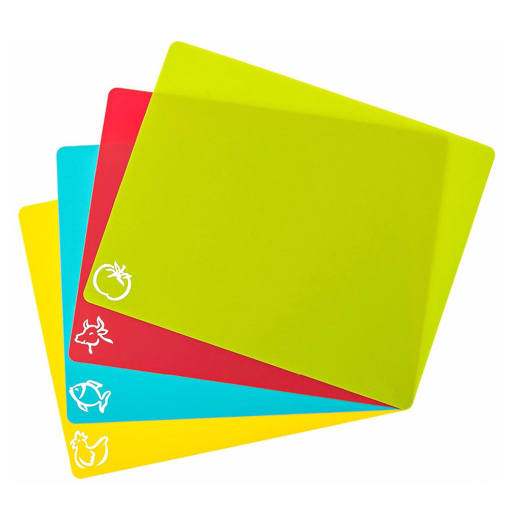 4Pcs Set Flexible Cutting Boards Plastic Kitchen Chopping Boards for Meat and Vegetable