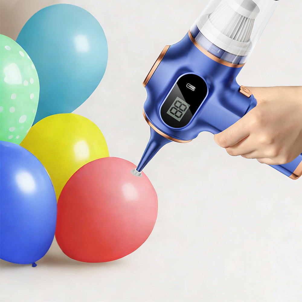 Cordless Desktop and Car Vacuum Cleaner with Blow & Suction Functions and Digital Display-Blue