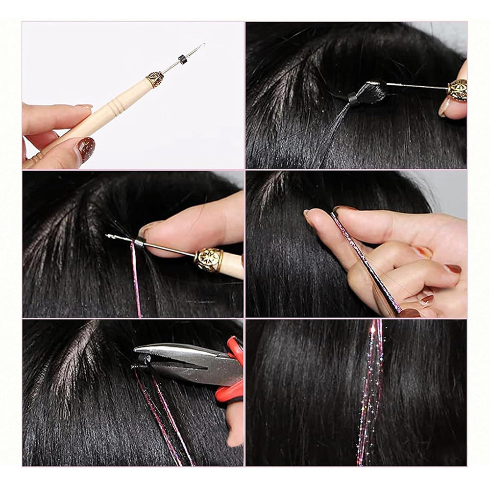 18 Colors Rainbow Hair Extensions Braiding Kit Styling Set
