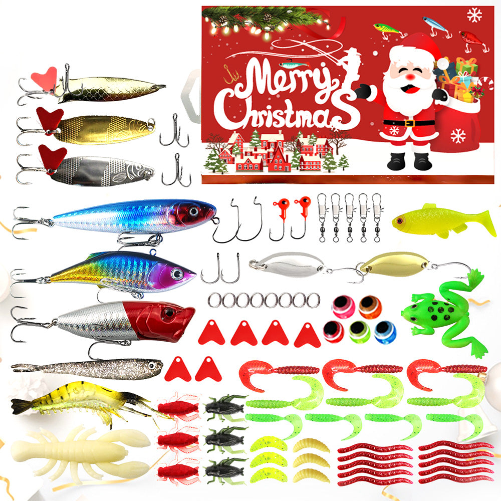 78 Pcs Set Fishing Lures Christmas Fish Tackle Set Xmas Surprise Fishing Bait