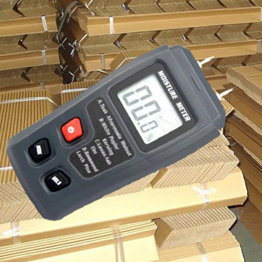 Digital Moisture Meter for Wood Damp Humidity Timber Firewood Tester LCD Analyzer Detector Grey
