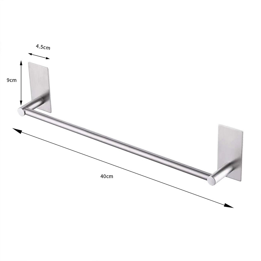 Stainless Steel Self-Adhesive Towel Rack for Bathroom No Drilling Required-Silver