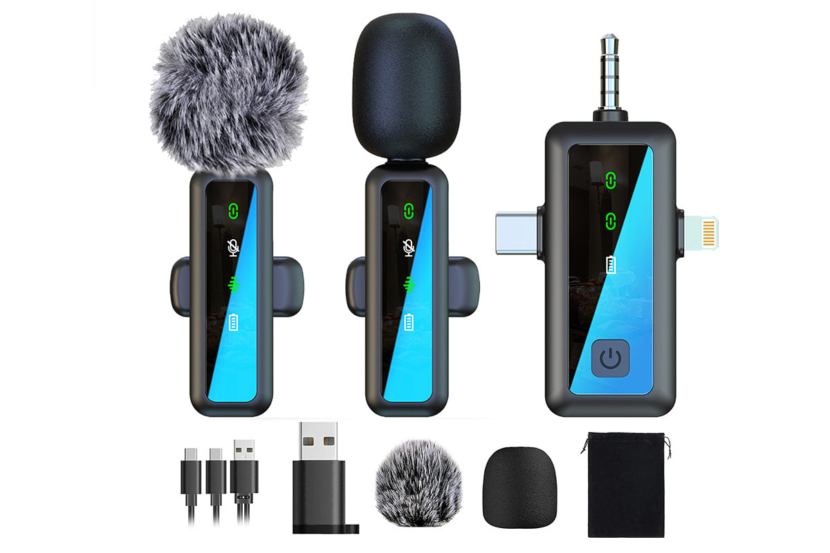 3 in 1 Wireless Lavalier Microphone for iPhone USB-C Microphone for TikTok YouTube Vlog