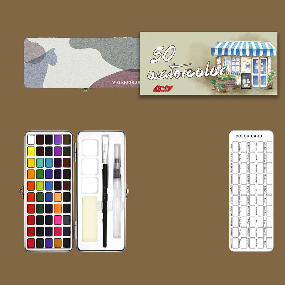 50 Colors Watercolour Paint Set with Brushes for Artists and Hobbyists