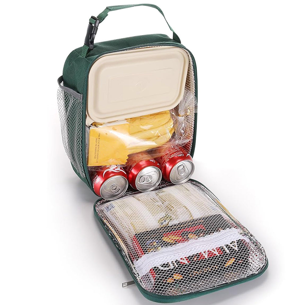Large Capacity Insulated Lunch Box Storage Bag for Work Picnic Camping Green