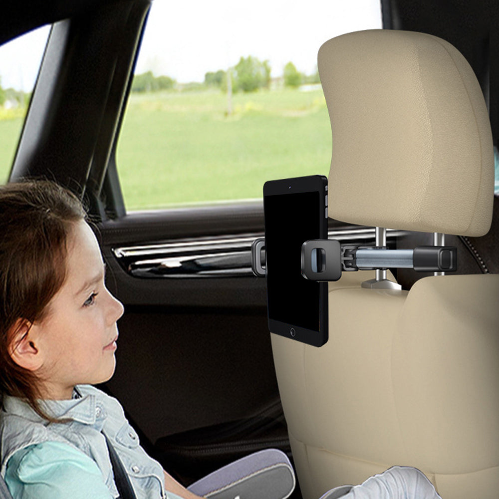 360-Degree Rotating Tablet Phone Holder for Car Backseat Adjustable iPad Holder Mount Grey