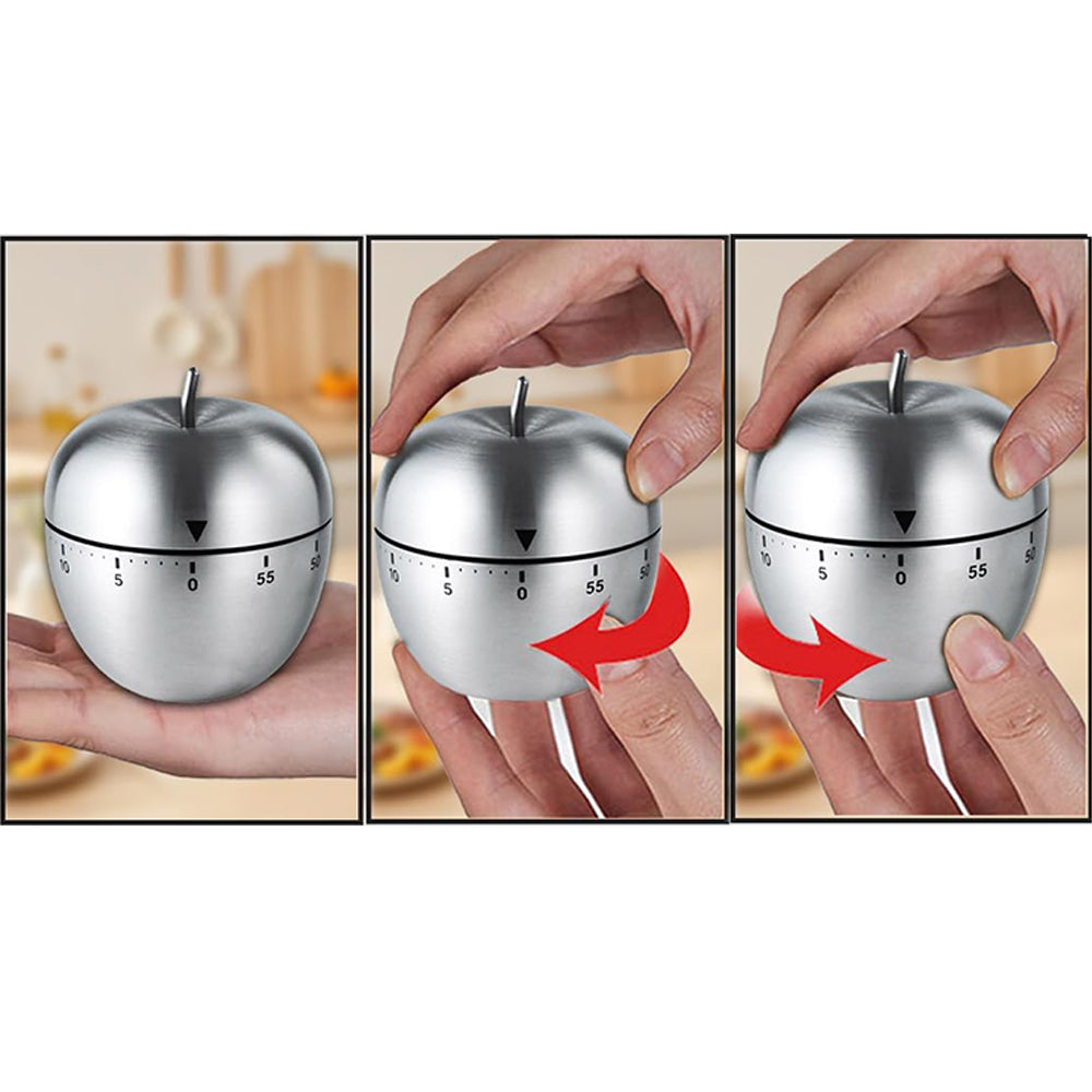 Stainless Steel Kitchen Timer Mechanical Apple Timer