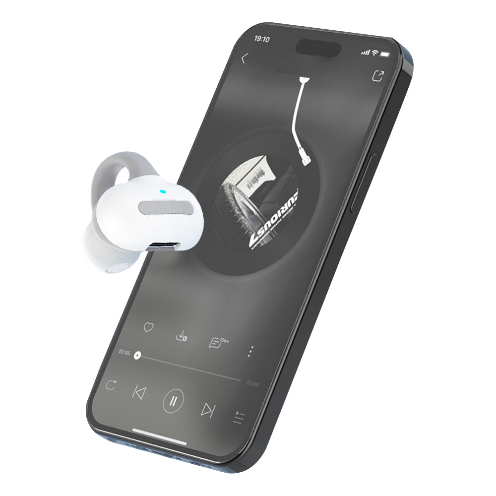 MG8 Wireless Bluetooth 5.2 Single Earphone Ear-clip Headphones TWS Sports Earbuds with Charging Case White