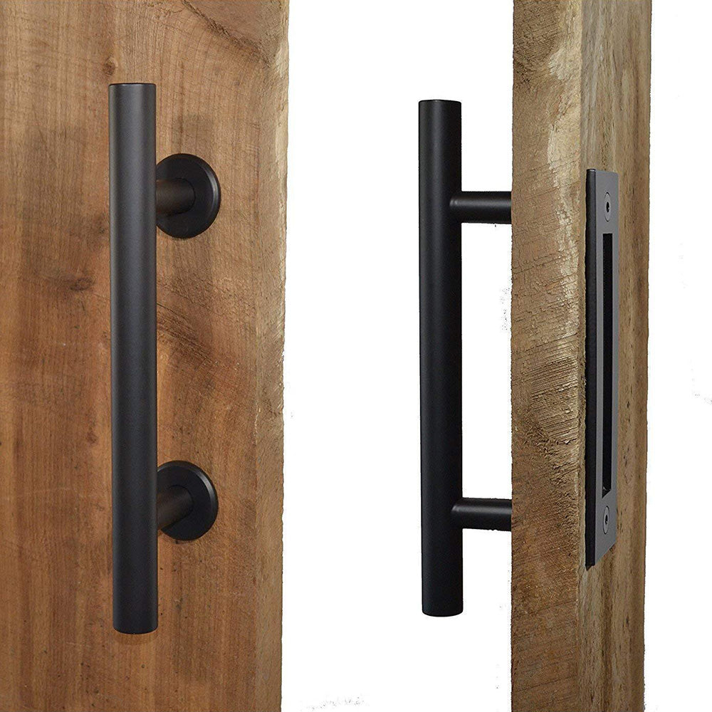 Sliding Door Handle Set for Wooden Door Pull and Flush Door Handle for Closet Barn