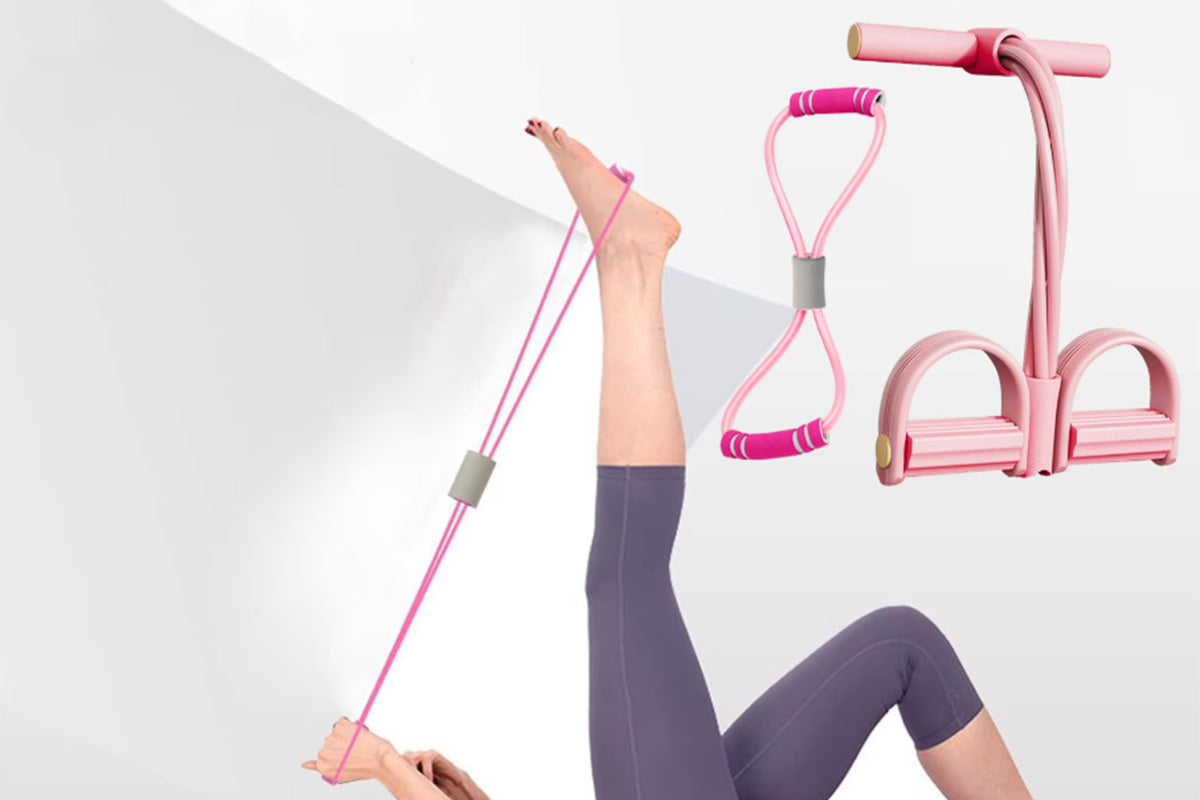 6 Tube Pedal Ankle Puller Fitness Resistance Band - Pink