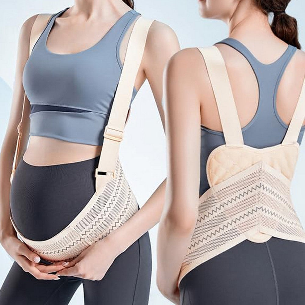 Maternity Belt Back Support Adjustable Abdominal Binder for Pregnancy-Beige