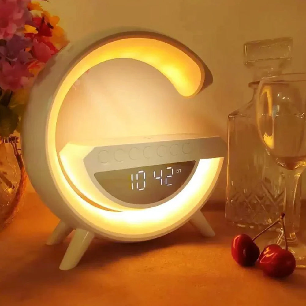 3 in 1 Digital Display Bluetooth Speaker Night Light with Wireless Charger