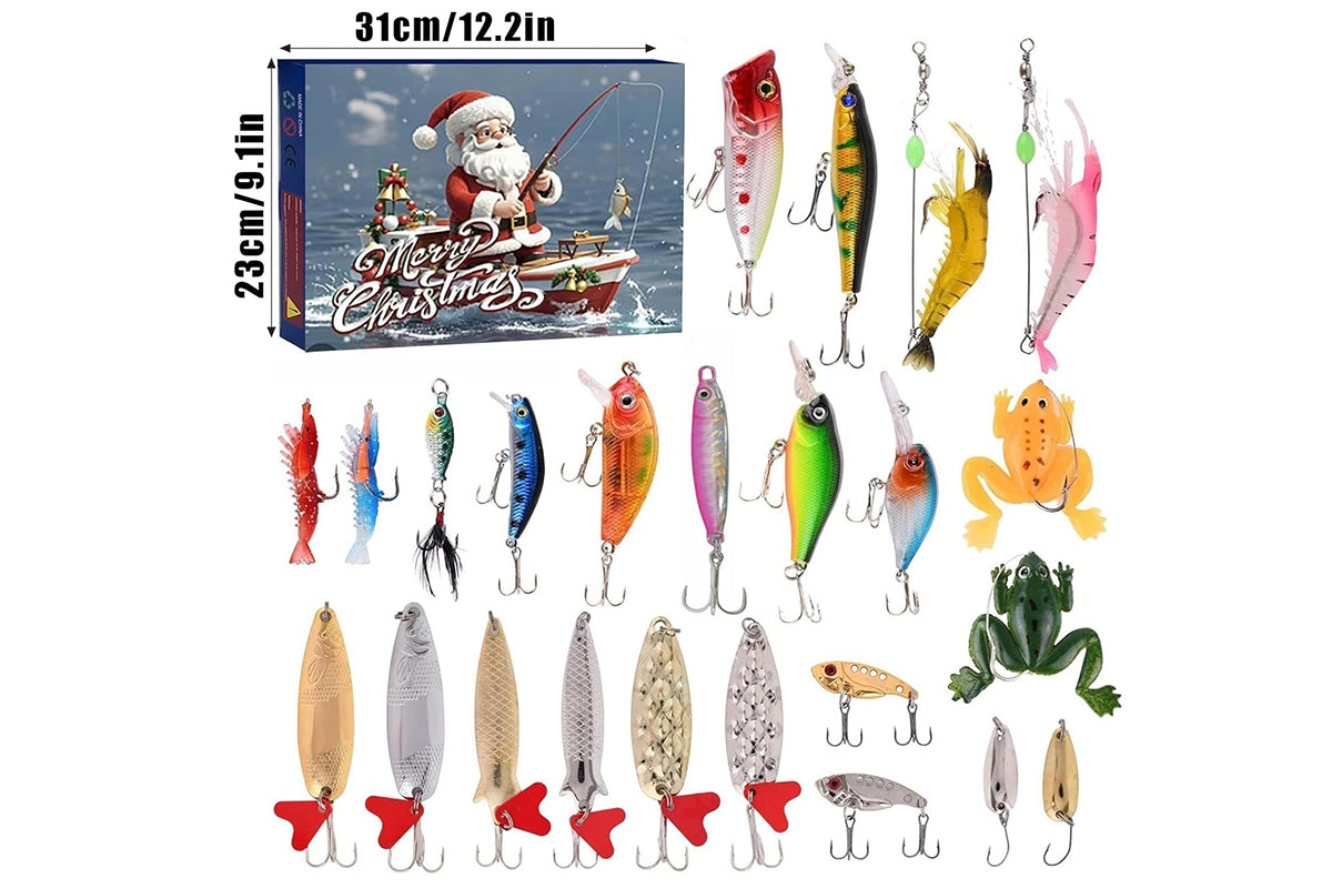 Fishing Lure Advent Calendar Christmas Countdown 24 Days Fishing Baits Set for Fishing Lover-Style 2