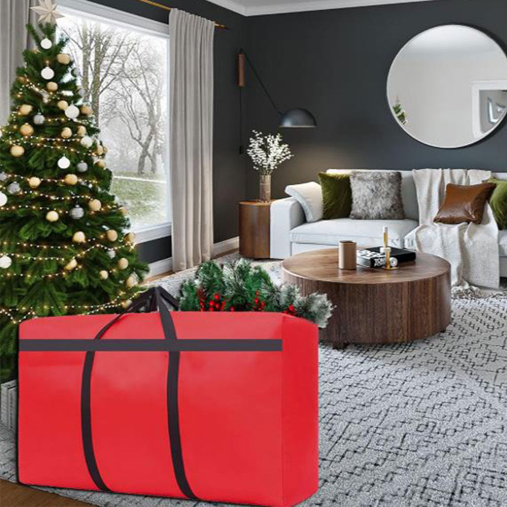 Water-Resistant Christmas Storage Bag Reusable Dustproof Xmas Tree Container Red