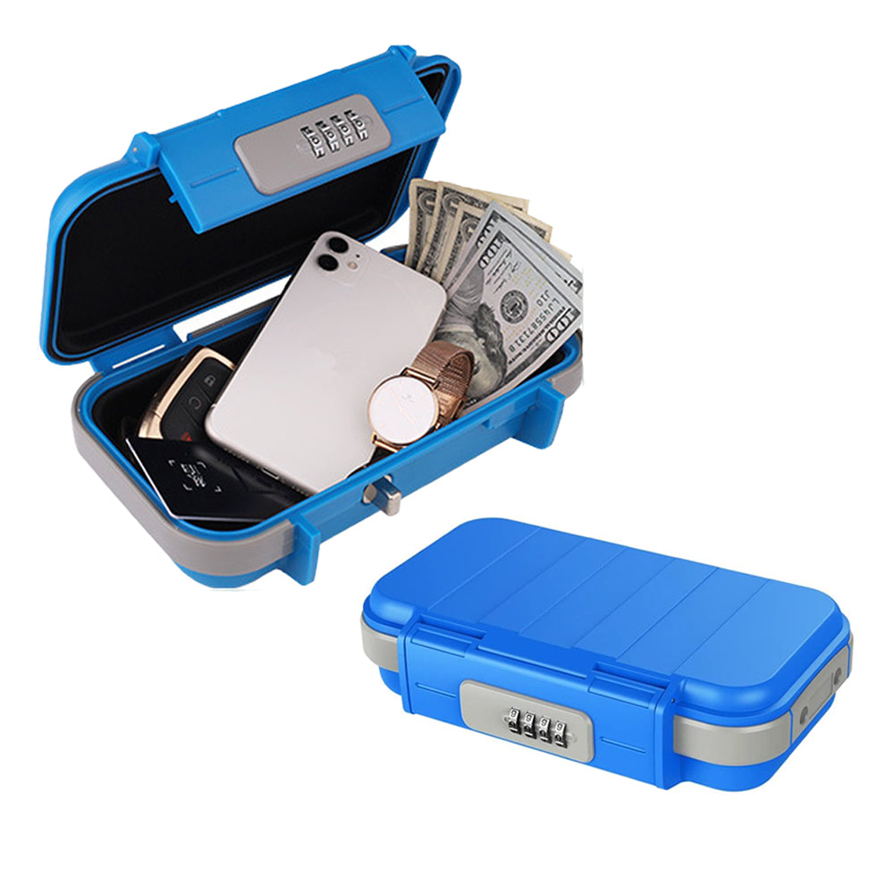 Portable Safe Box Combination Code Security Case LockBox with Removable Chain Blue