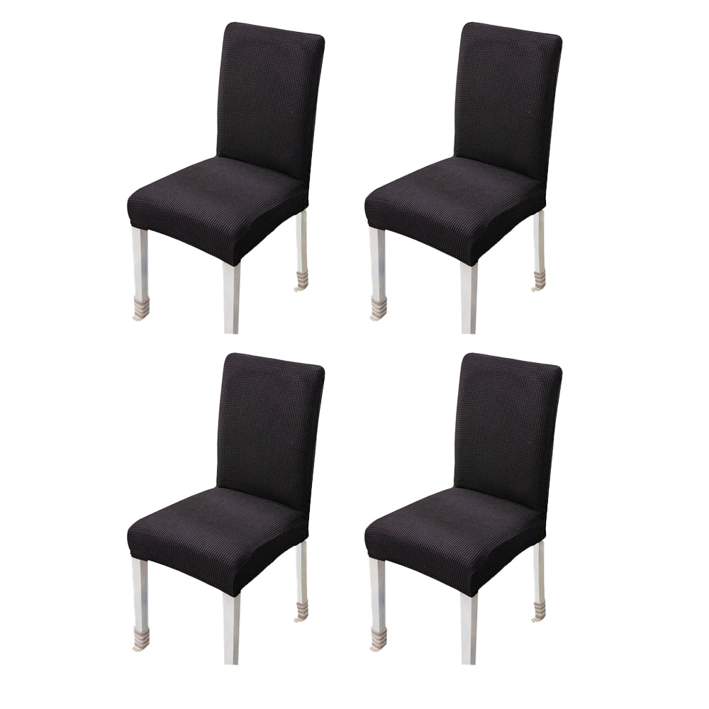 4Pcs Stretch Chair Slipcover Chair Covers Furniture Protector -Black