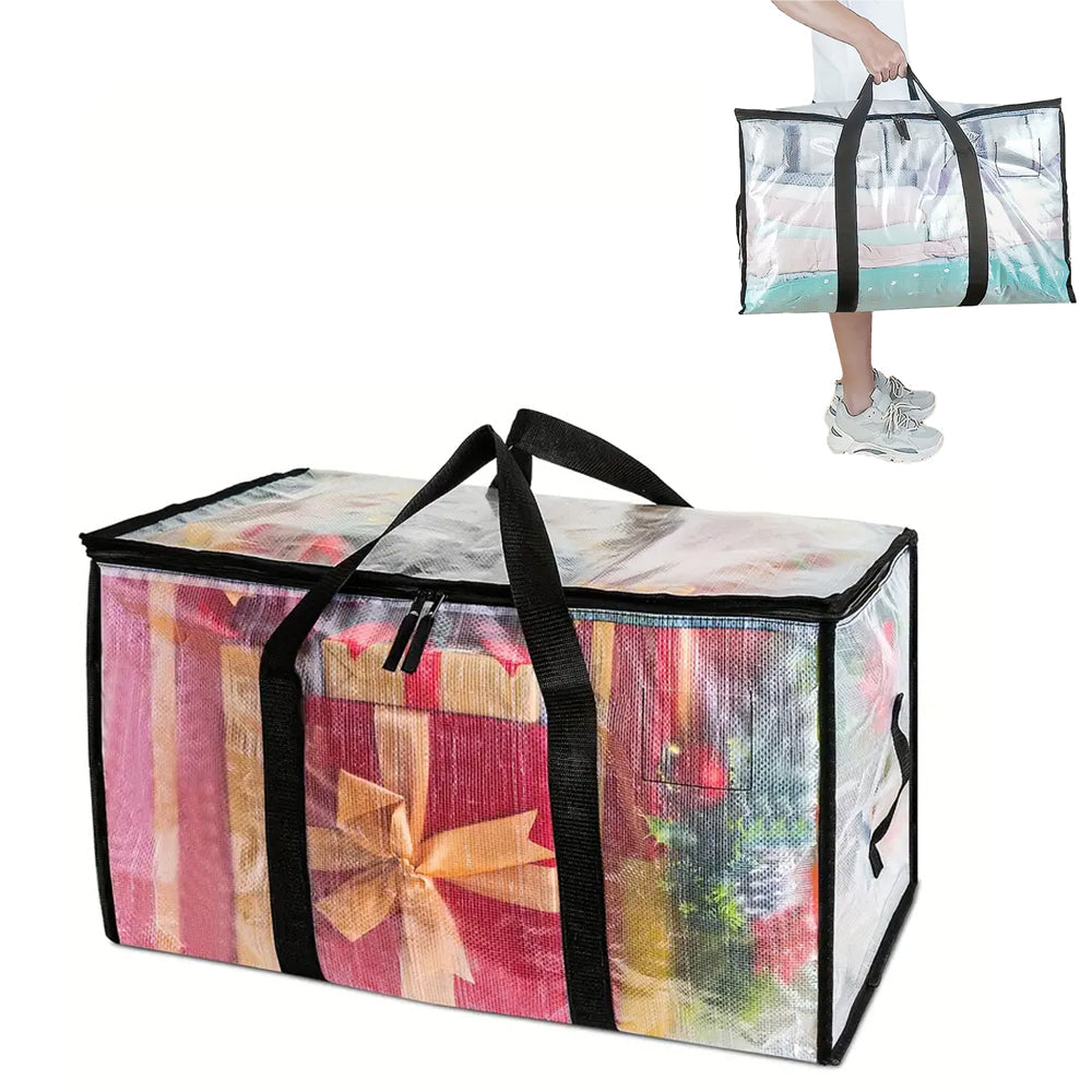 2Pcs Christmas Decorations Storage Bag Zippers Packing Moving Bag for Travelling Clothes Storage
