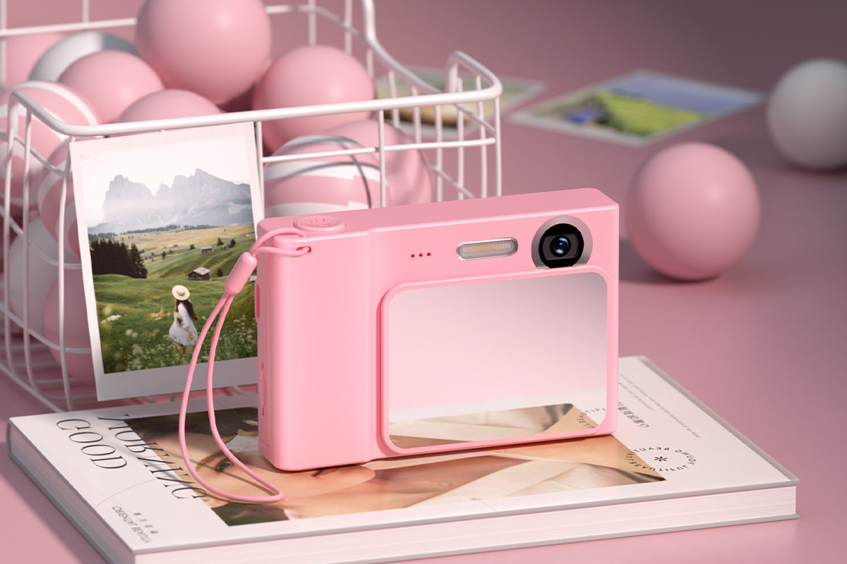4K Digital Camera 2.4 Inch  1080P 48MP Entry Level Students Camera with 8 Times Zoom Built-in Music Games for Teens Christmas Gift-Pink