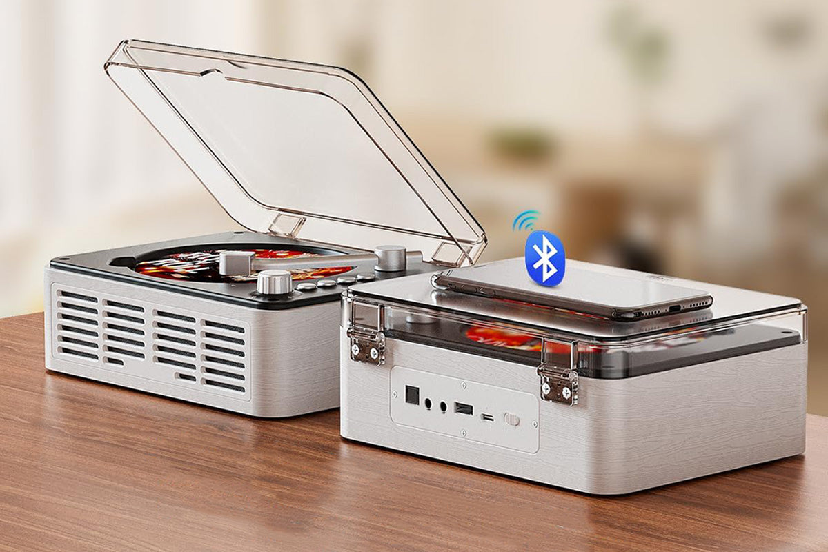 Retro CD Player Multifunctional Music Player with Bluetooth FM Radio for Home Use-White