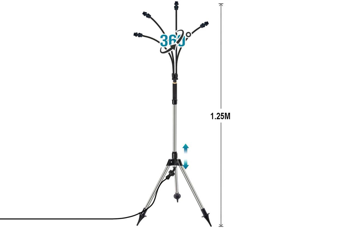 4Pcs Patio Standing Mister Adjustable Height 1.25M Portable Stand Misting System for Outside Garden BBQ Water Mist Playing Patio Cooling