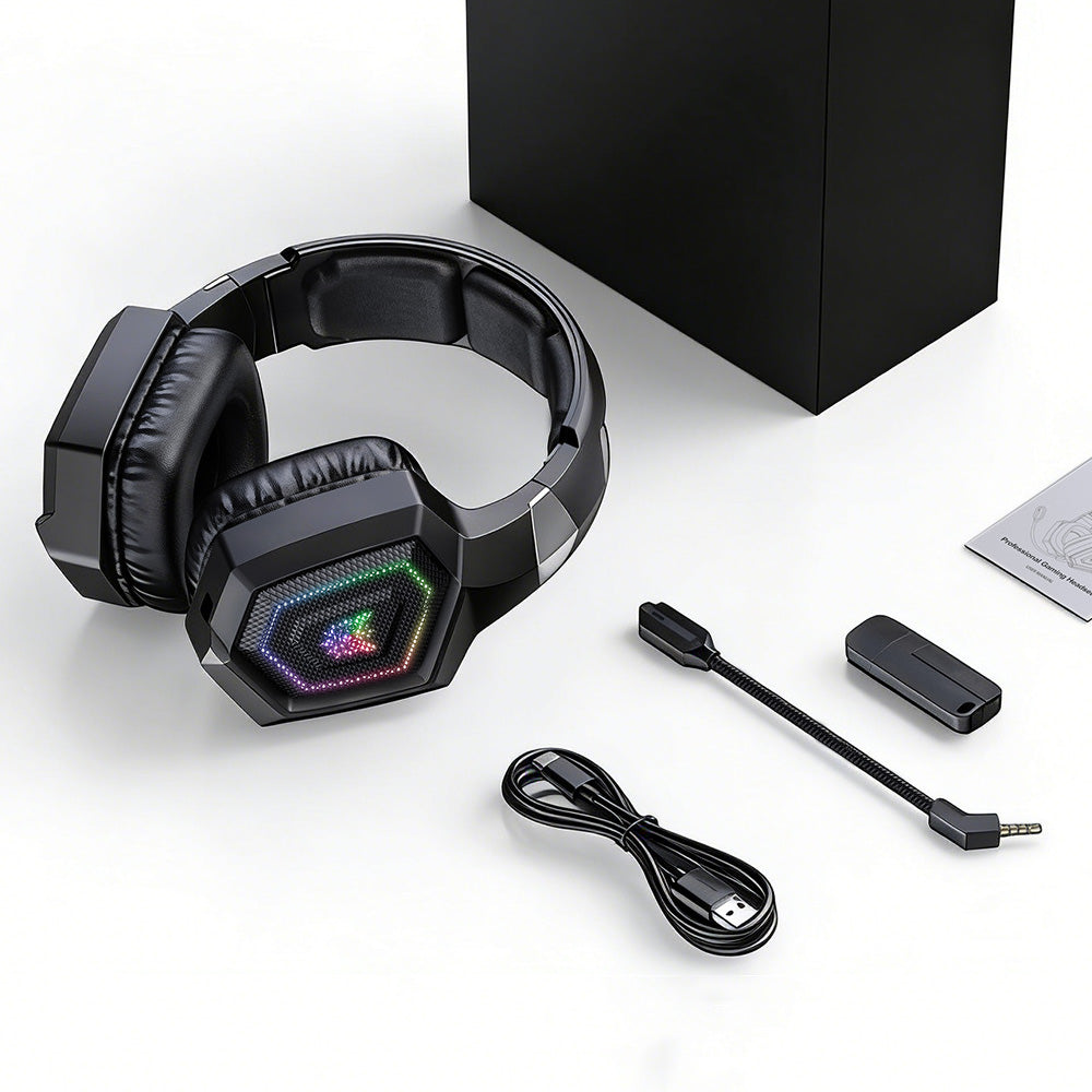 2.4GHz Wireless Gaming Headset with Flip Microphone for PC-Black