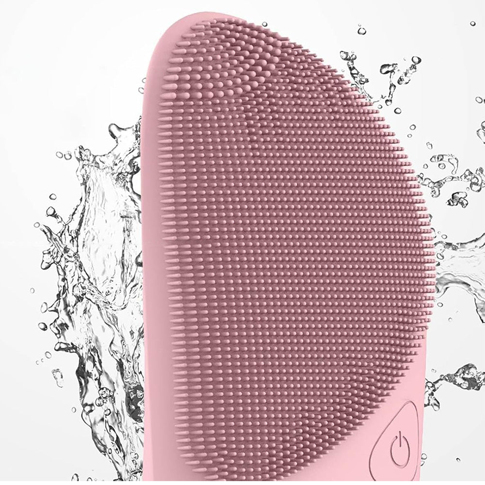 Electric Facial Cleansing Brush Silicone Face Scrubber for Cleaning Exfoliating Massaging Pink
