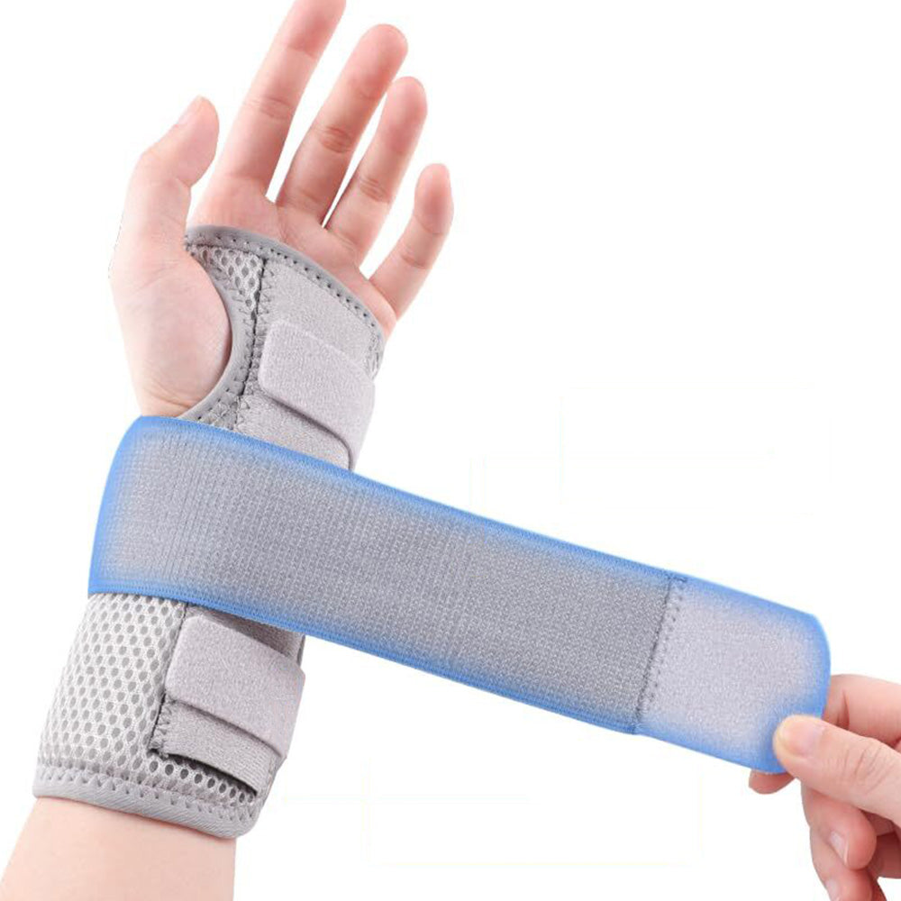 Pair of Adjustable Tunnel Wrist Brace Night Support Hand Brace with Splints Gray