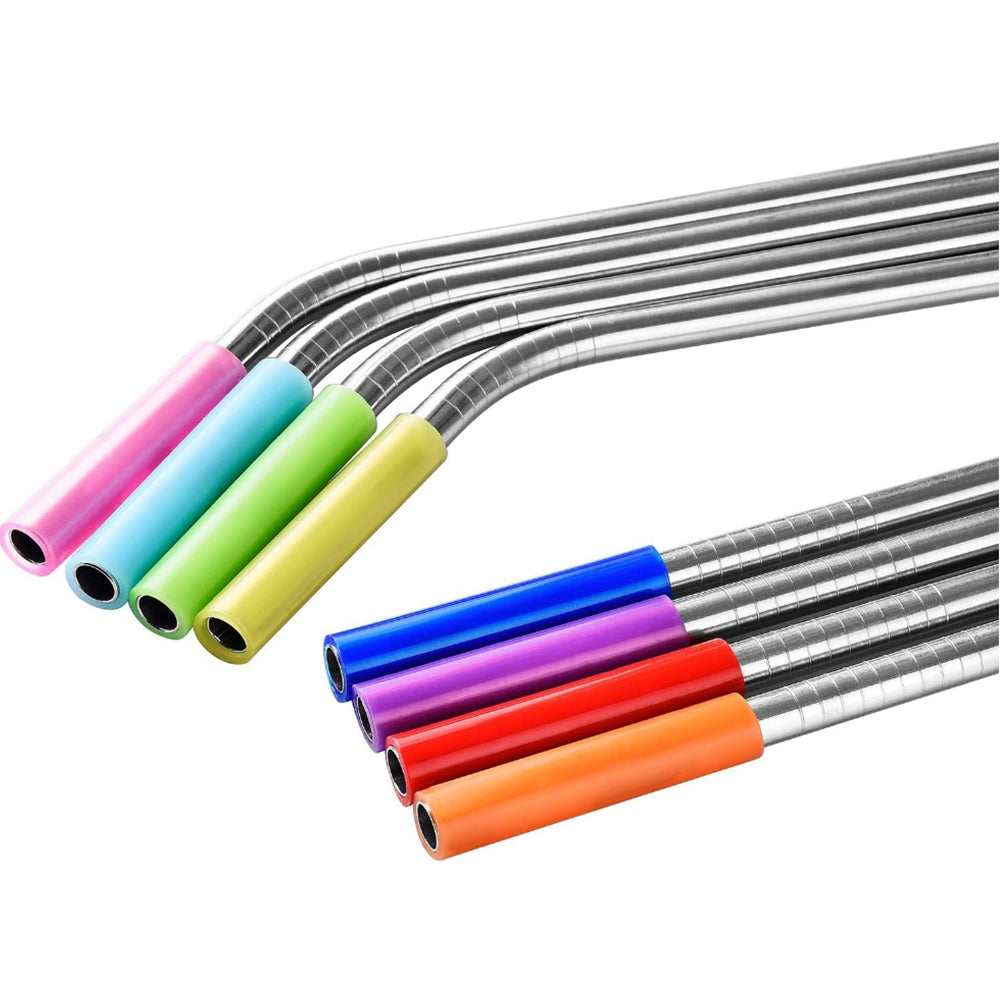 20Pcs Stainless Steel Straws Reusable Drinking Straws with Silicone Tips