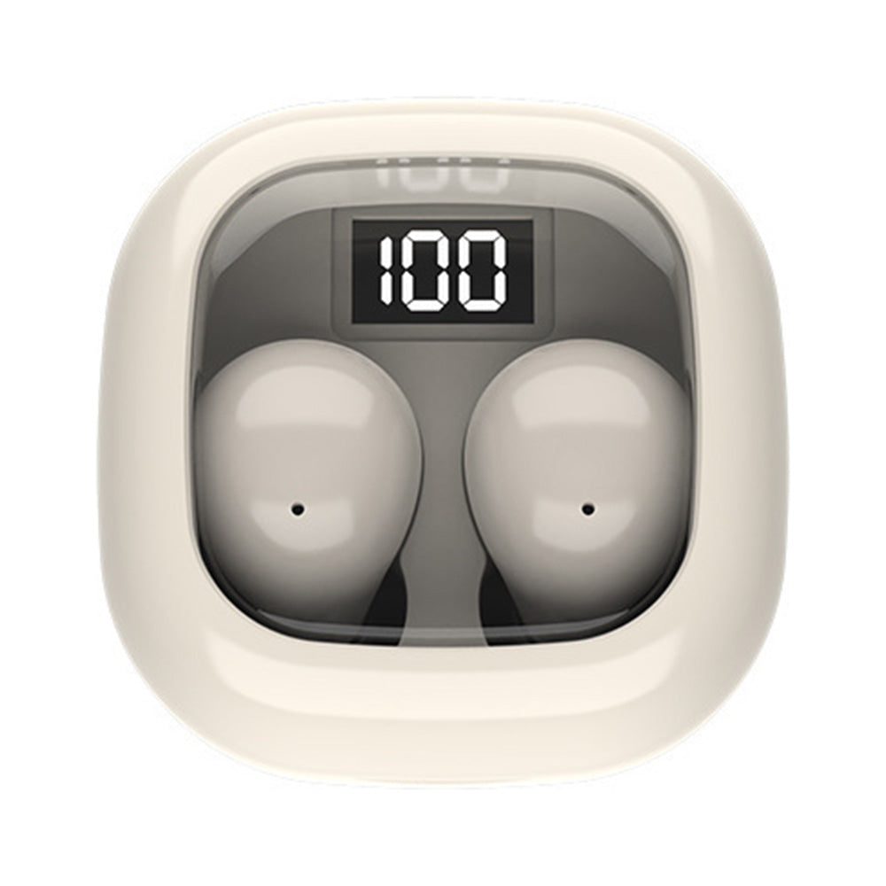 Wireless Bluetooth Small Headphone Mini Invisible Earbuds with Charging Case for Sleep Work Sports Beige