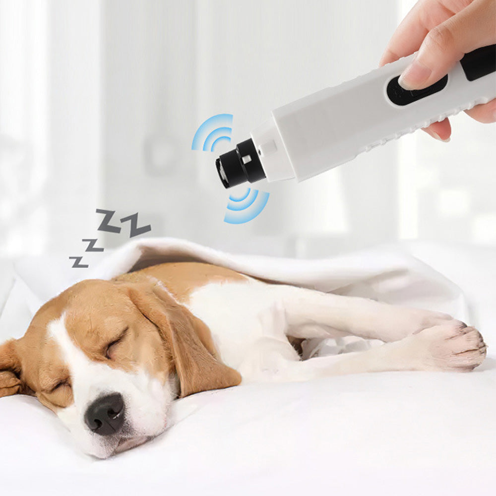 Electric Pet Nail Grinder for Dogs Cats with 5 Speeds LED Light -White