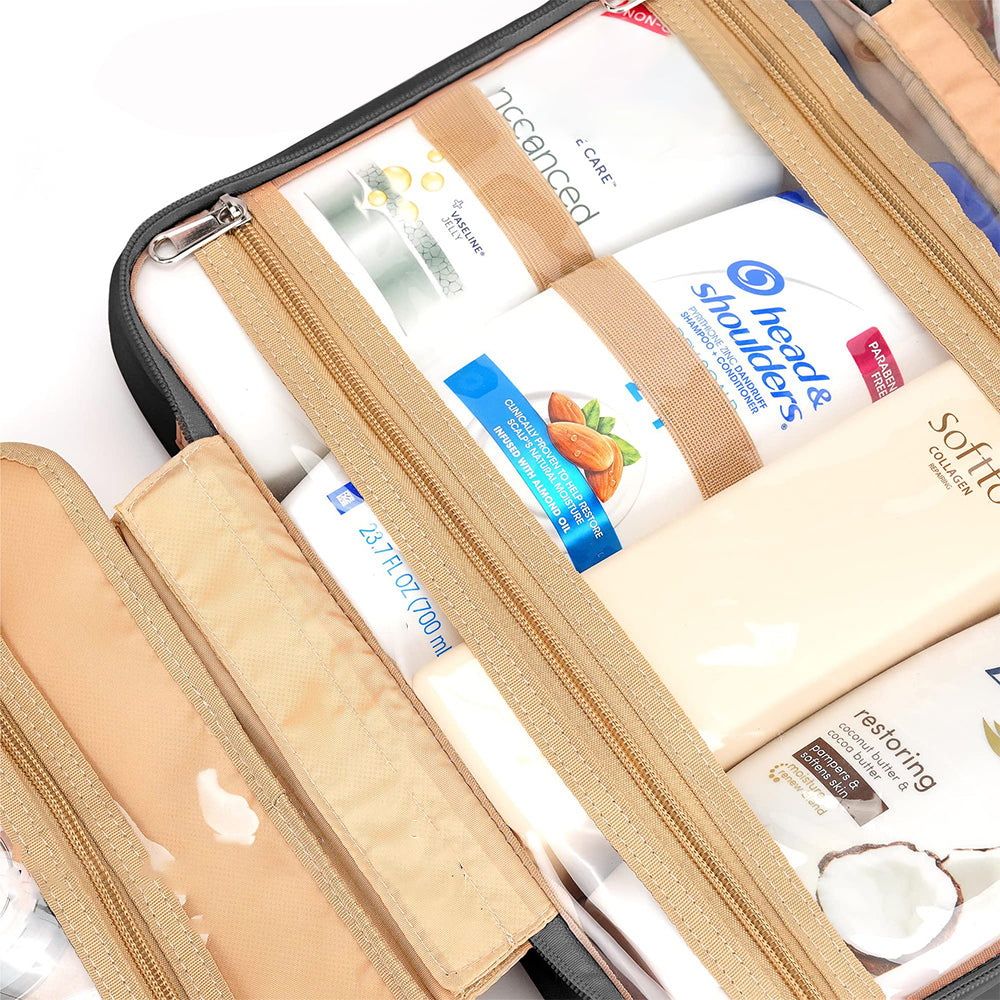 Travel Hanging Toiletry Bag Makeup Bag Packing Organizers with Jewelry Storage Compartment Black