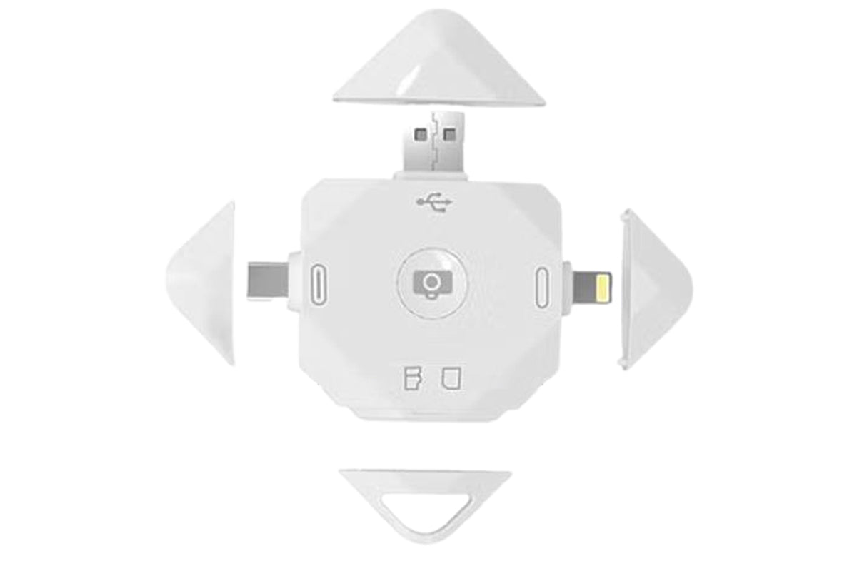 2Pcs 5-in-1 SD TF Card Reader for iPhone Type-C Memory Card Reader with Selfie Function