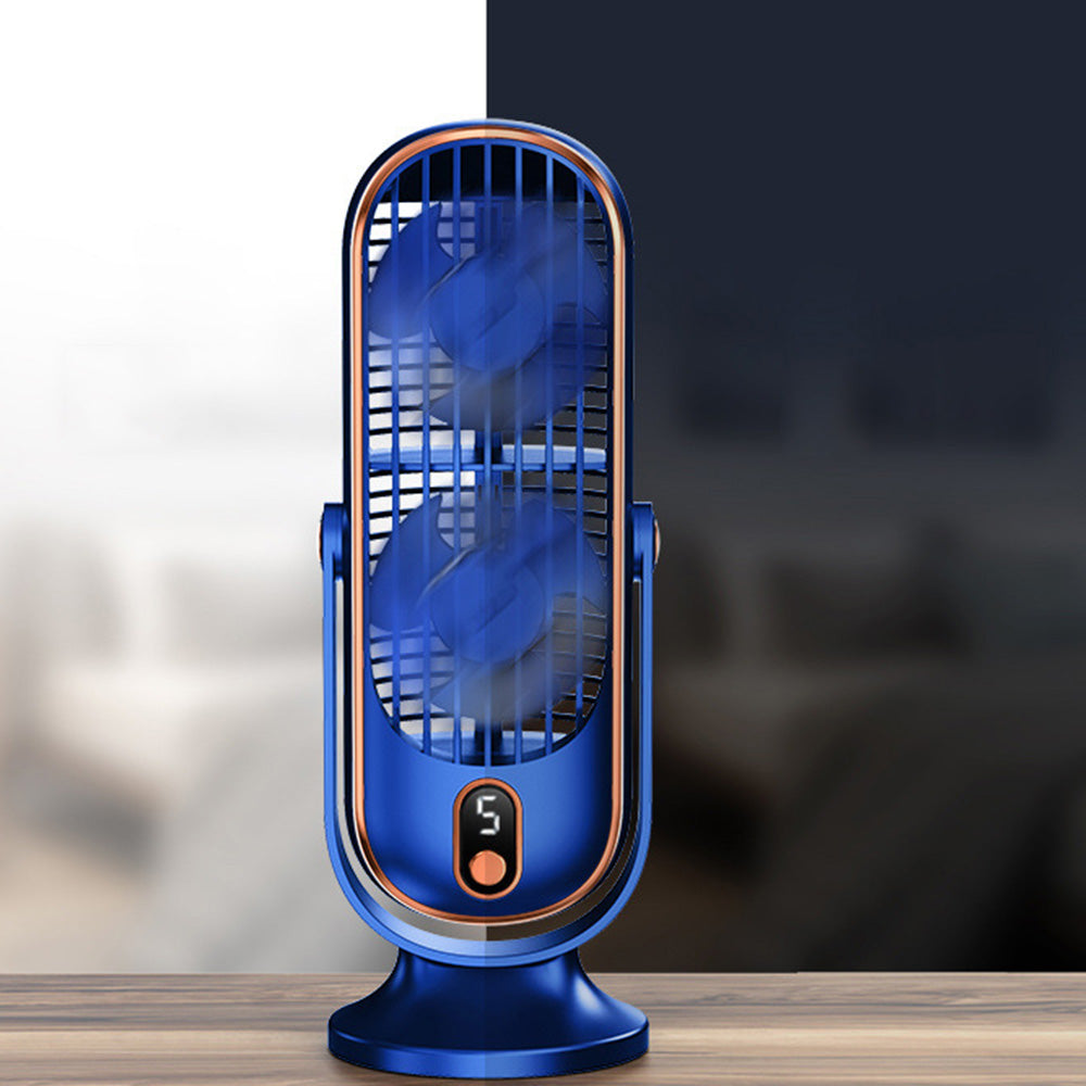 Wireless Cooling Table Fan Portable Tower Fan With 5 Speeds And 720 Degrees Oscillation-Blue
