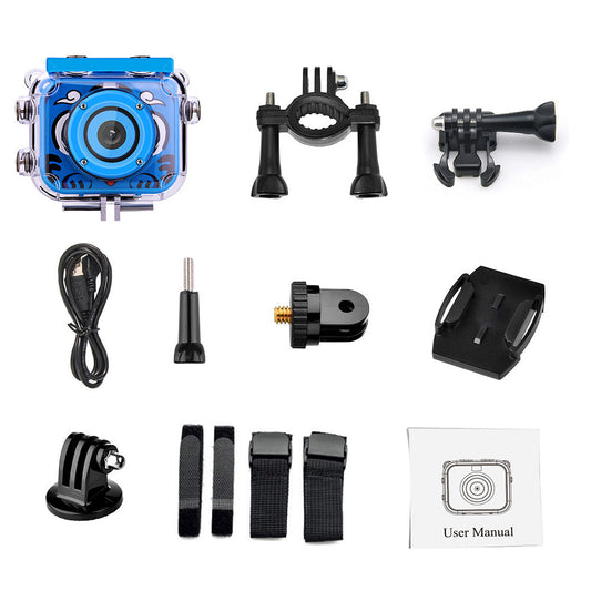 Water-Resistant Underwater Camera for Kids Sports Camera Digital Action Camera with 32GB TF Card Blue