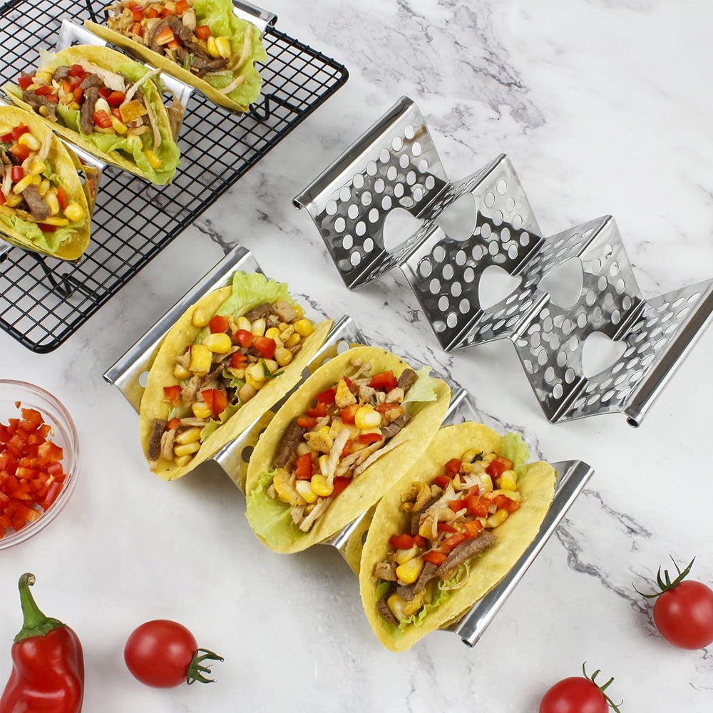 4PCS Stainless Steel Taco Holder Stand Holds 2 To 3 Tortillas