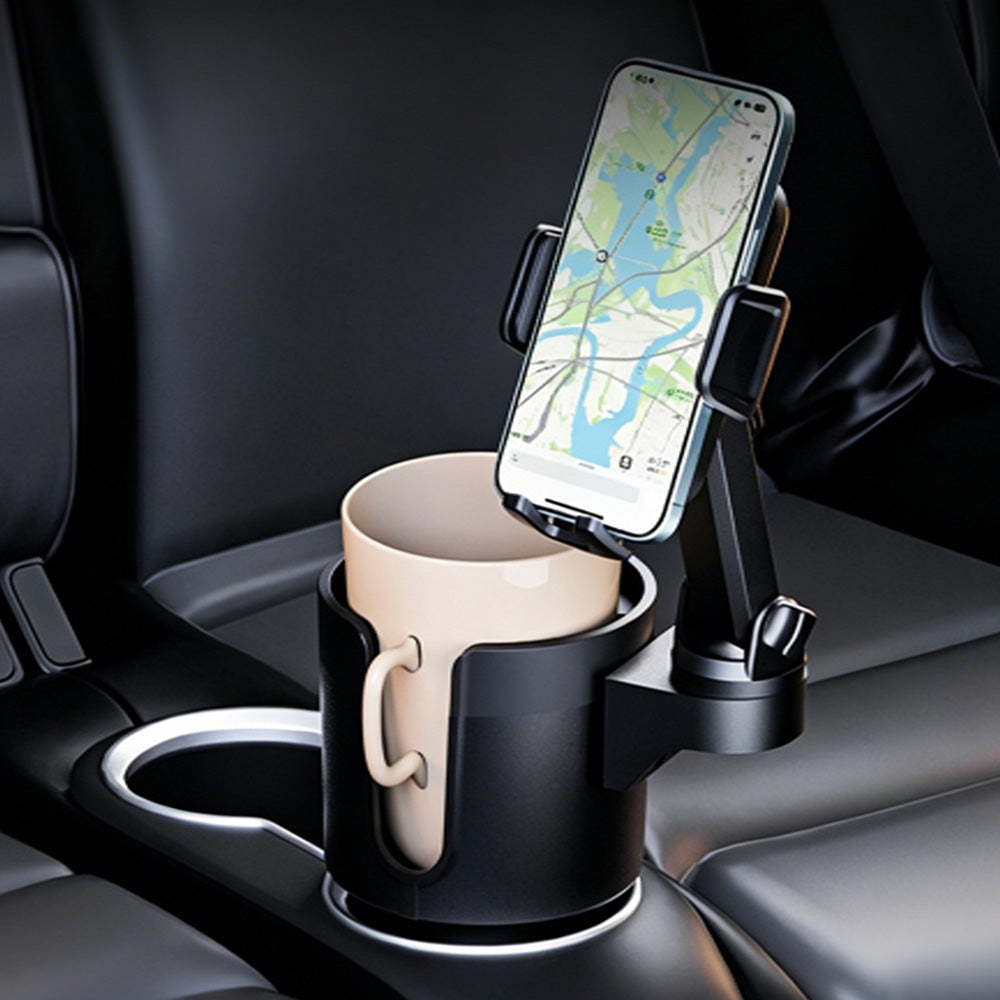 2 in 1 Car Cup Holder Phone Mount Long Arm 360 Degree Rotation