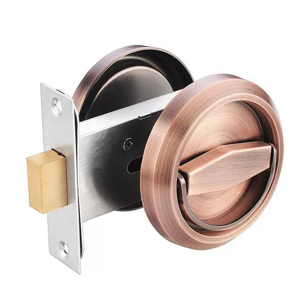 Hidden Door Lock Invisible Latch Double Sided Privacy Lock for Bedroom Bathroom Stainless Steel-Red Bronze