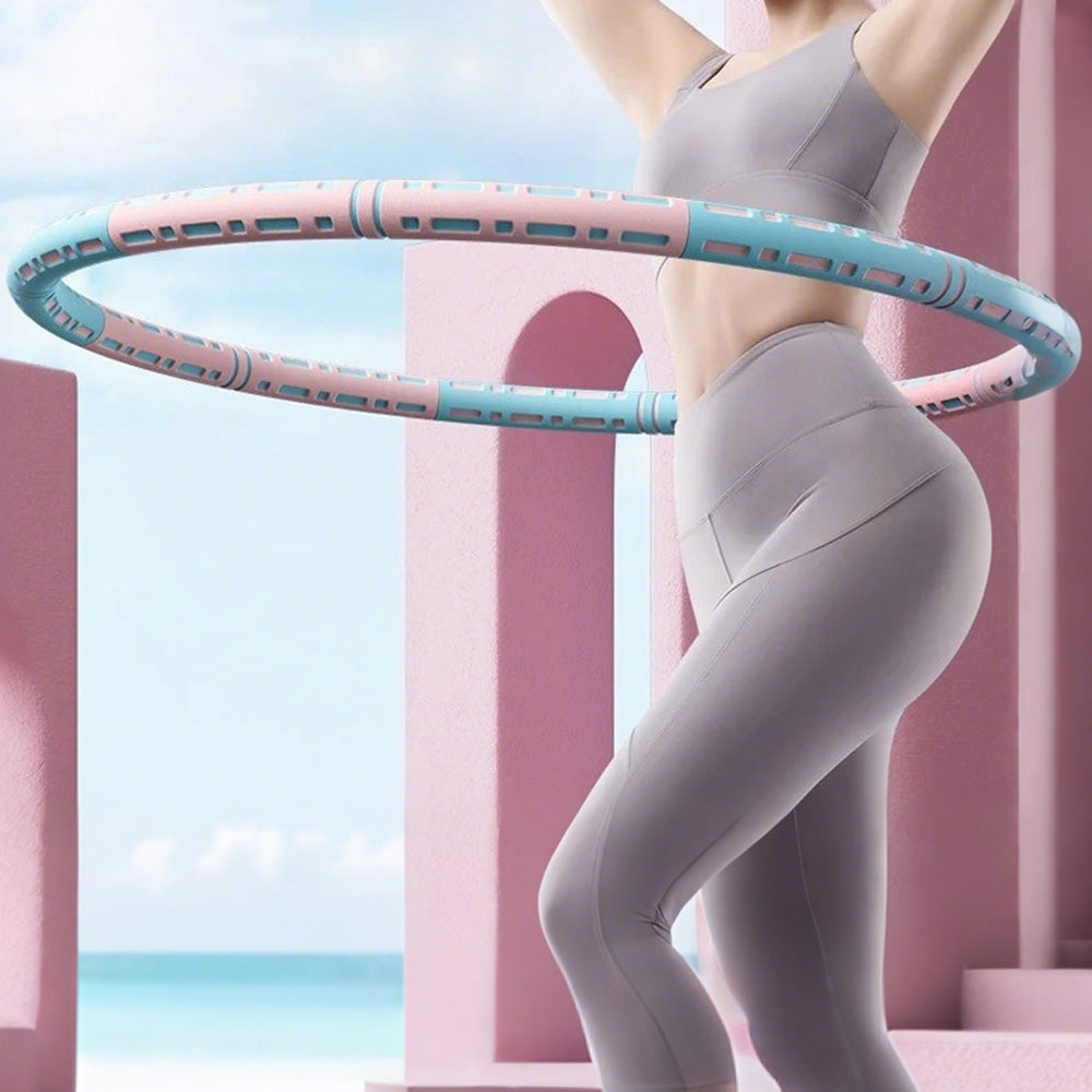 Detachable Weighted Hula Hoop 6 Sections Adjustable Fitness Hoop for Adults-Pink