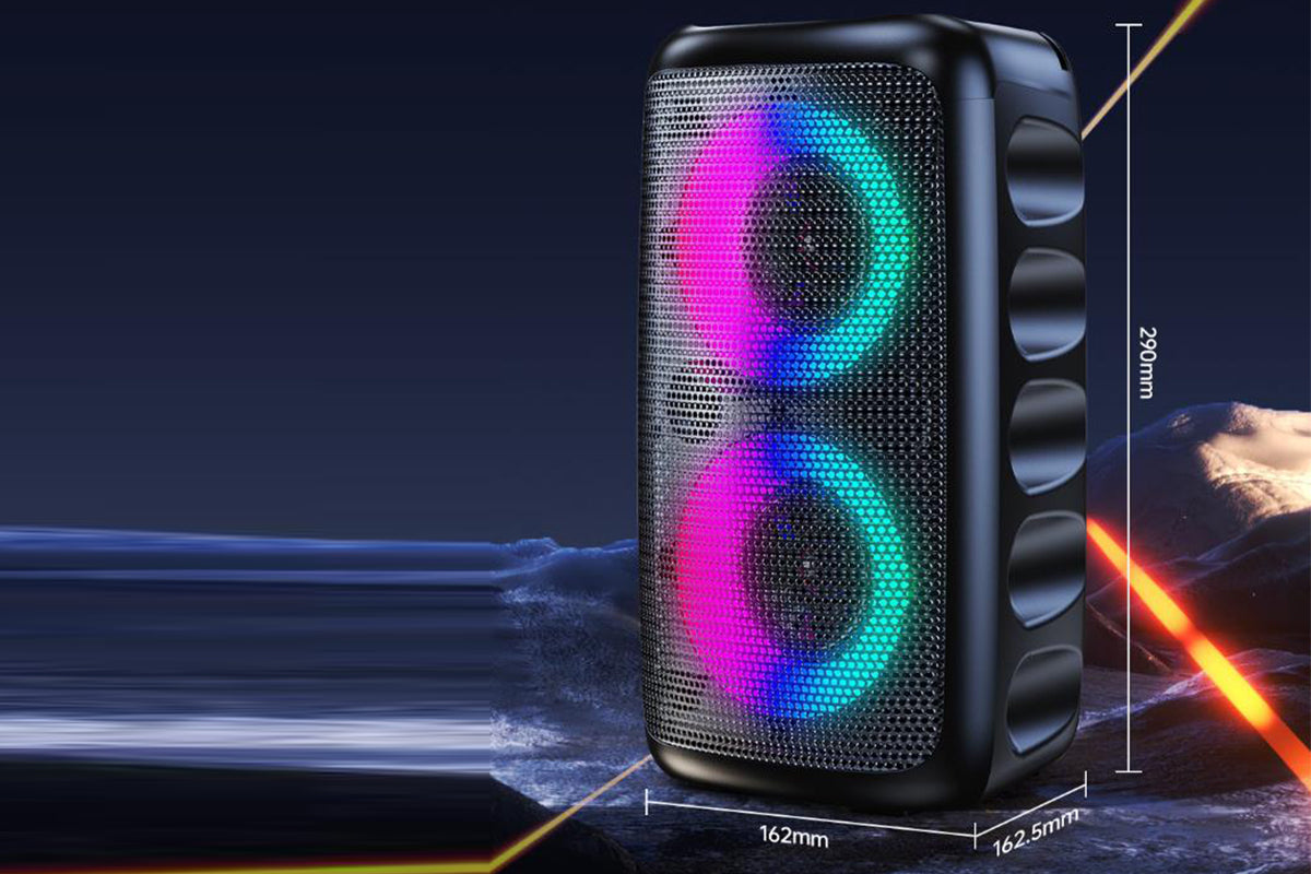 Bluetooth Speaker with Wired Microphone Portable Party TWS Speaker with Lights