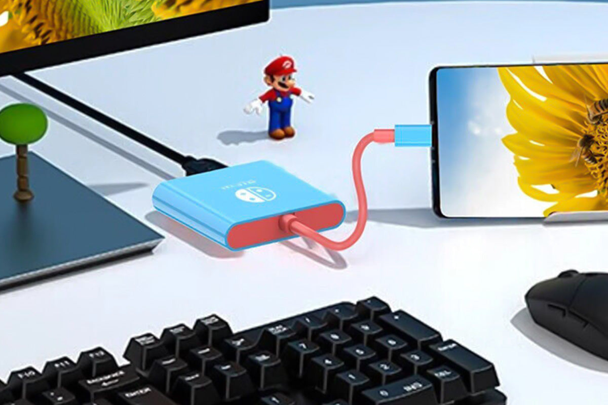 3-in-1 Dock for Nintendo Switch OLED TV Docking Station - Blue and Red
