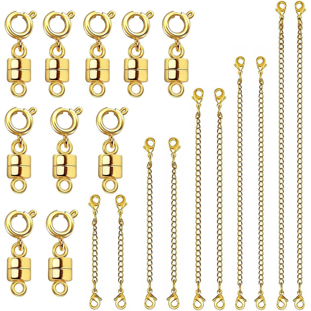 20Pcs Set Necklace Extenders and Clasps for Bracelet Chain Extension Jewelry Repair Kit Gold